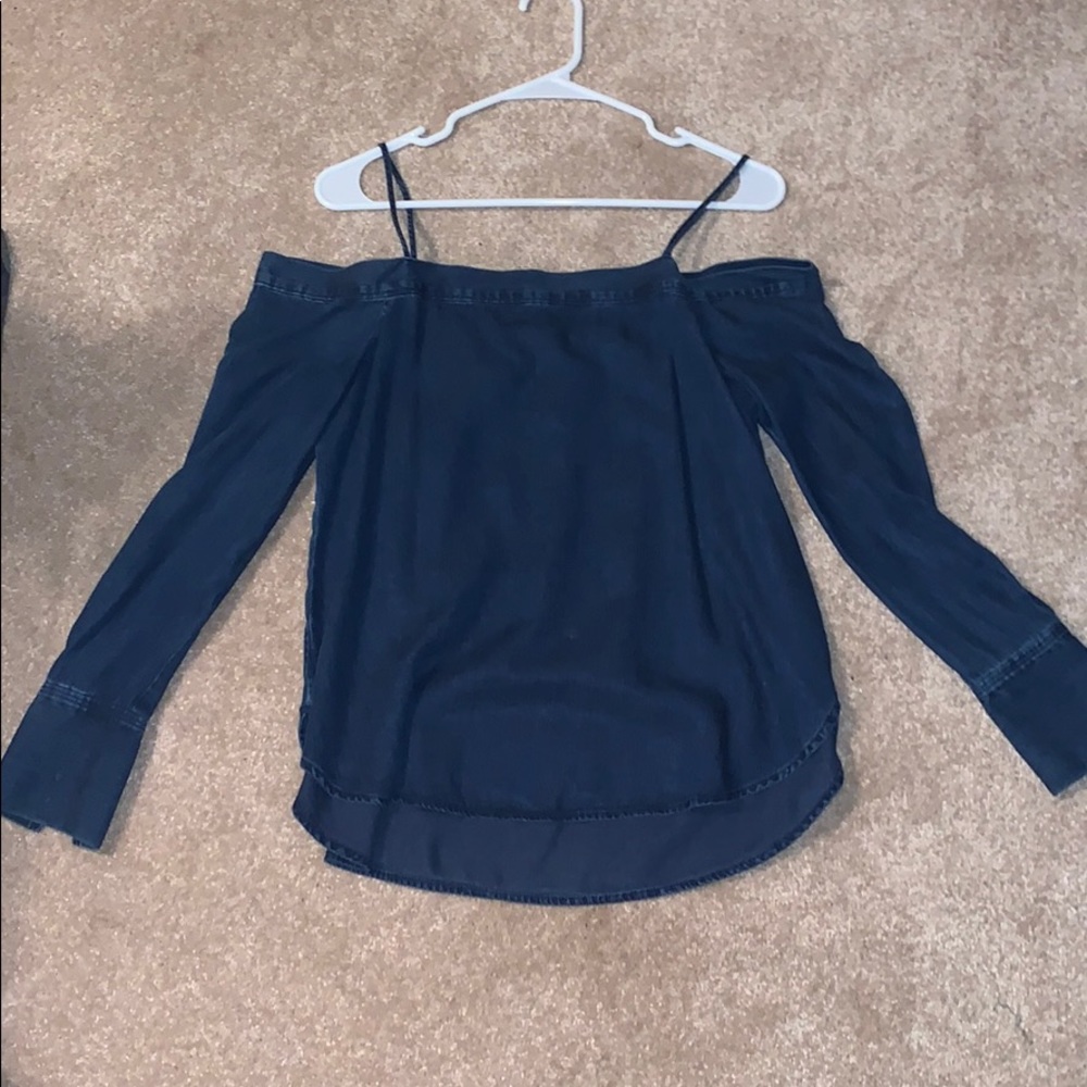 Loft off the shoulder denim shirt